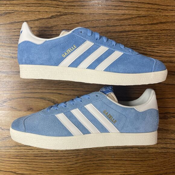 NEW Men’s adidas Gazelle Shoes Light Blue Off White Cream Size 8 8.5 9 Casual - Picture 2 of 6